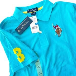 U.S. Polo Assn. Boys XL‎ (14–16) Polo Shirt Logo #3 Turquoise Blue Yellow NWT